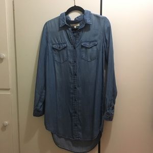 Denim long sleeve mini dress